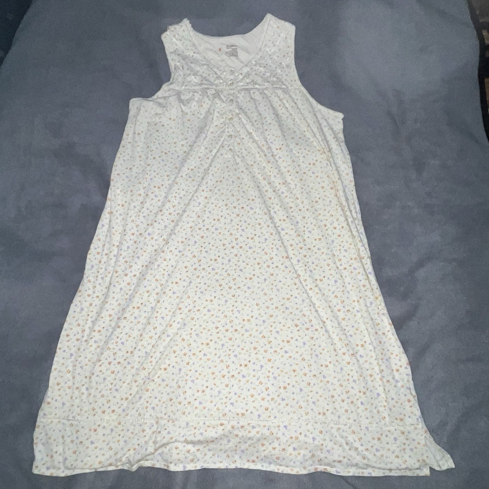 Secret Treasures Sleepwear Sz L 12/14 Yellow Floral Sleeveless Boho Cottage Core